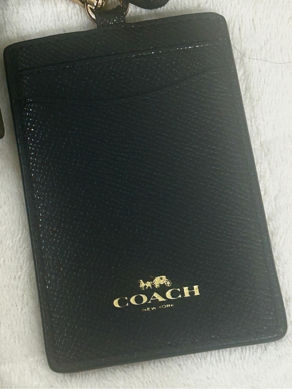 Coach Black Card Holder with Gold Logo